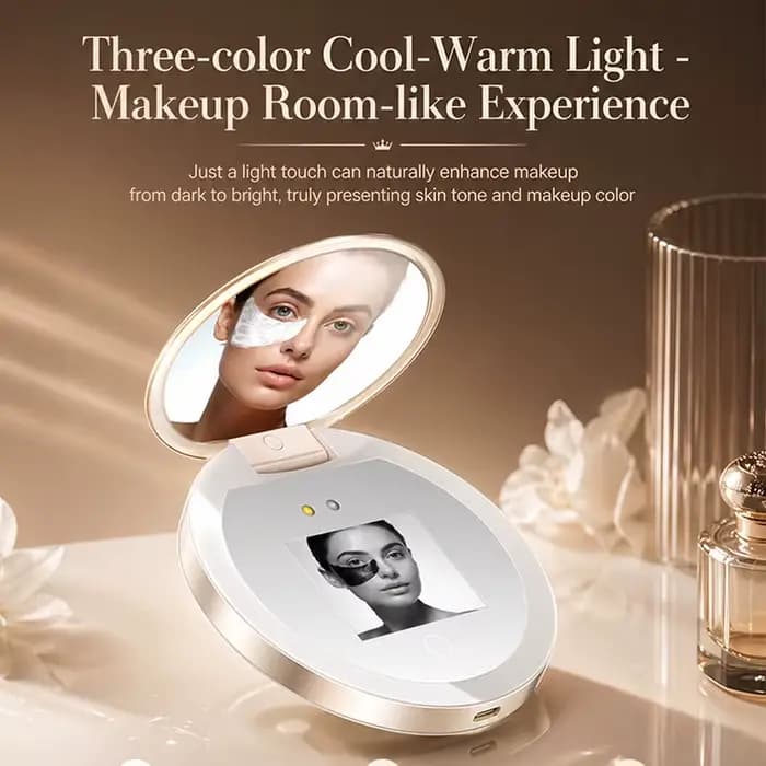 Miroir de maquillage portable intelligent TJMIR UV avec détection UV et test de protection solaire