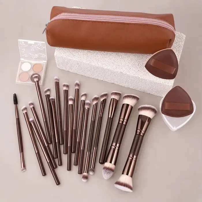 Ensemble de pinceaux de maquillage de voyage avec étui