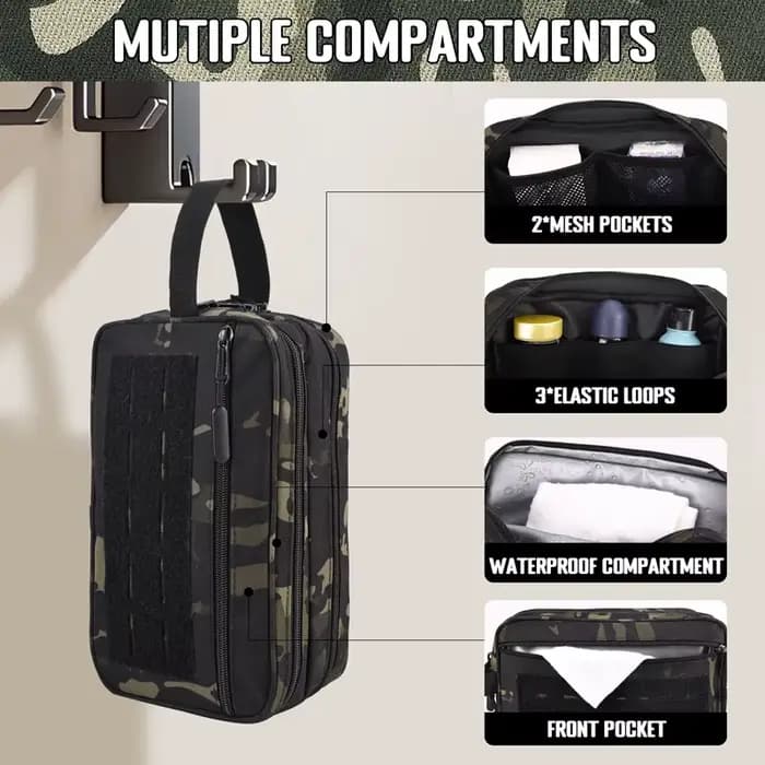 Trousse de toilette tactique hygiène extérieure étanche voyage douche outil pochette Molle hommes Kit de rasage maquillage sac cosmétique