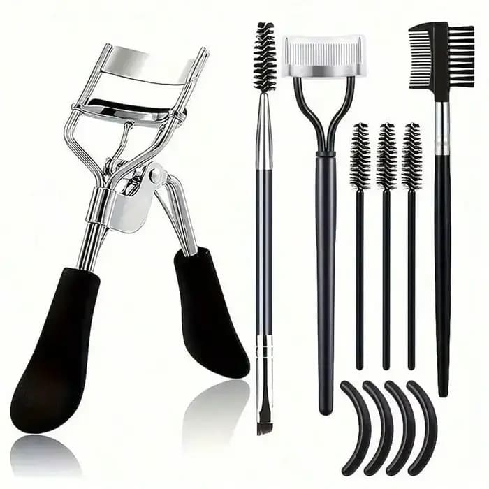 Brosse à sourcils, Kit de toilettage de cils 11 en 1, comprend un recourbe-cils avec séparateur de p