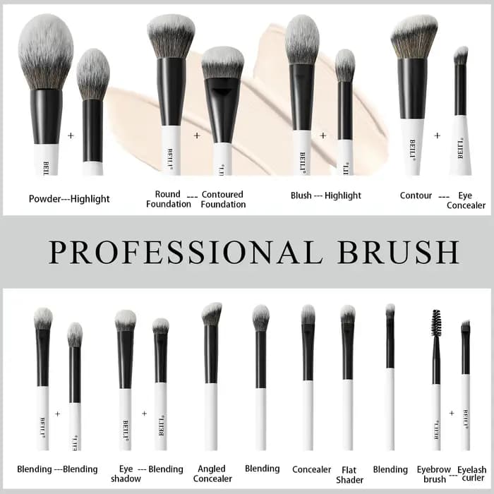 BEILI – ensemble de pinceaux de maquillage professionnels à double extrémité, 12 pièces, pour Contou