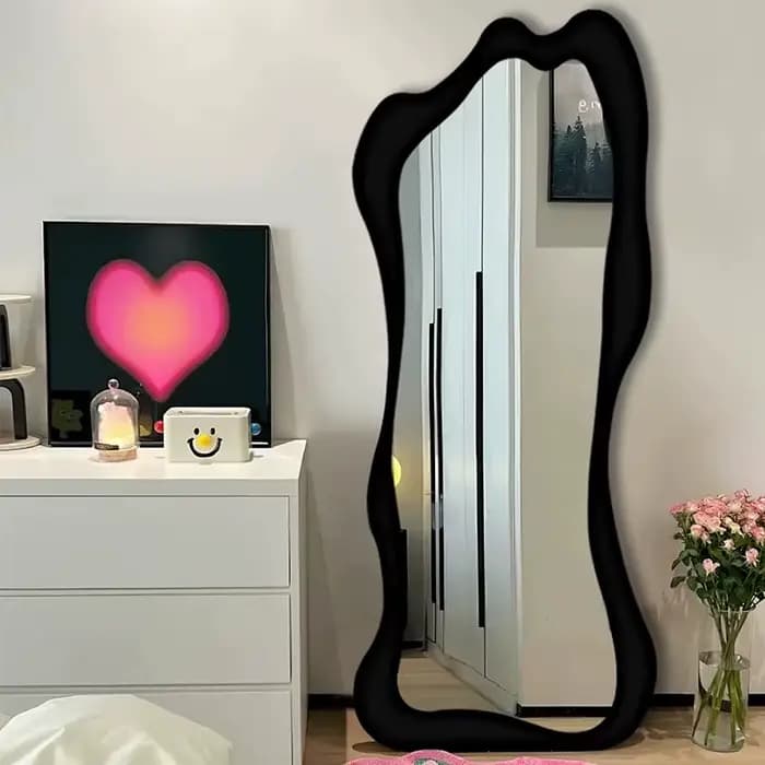 Miroir de maquillage esthétique Design Art nordique noir miroir sur pied blanc Cool Espelho Decorati