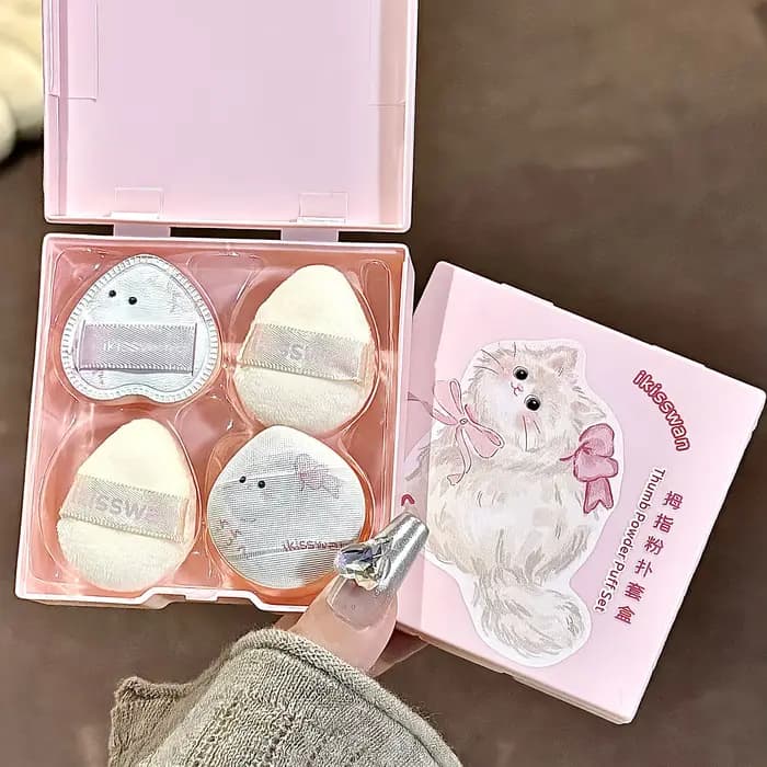 Ensemble de mini éponges à doigts roses mignonnes avec boîte