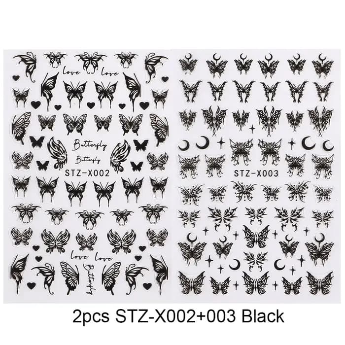 Autocollants pour ongles ailes de papillon noires