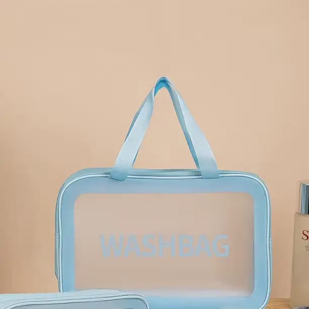 Trousse de toilette bleue épaisse à séparation sec-humide