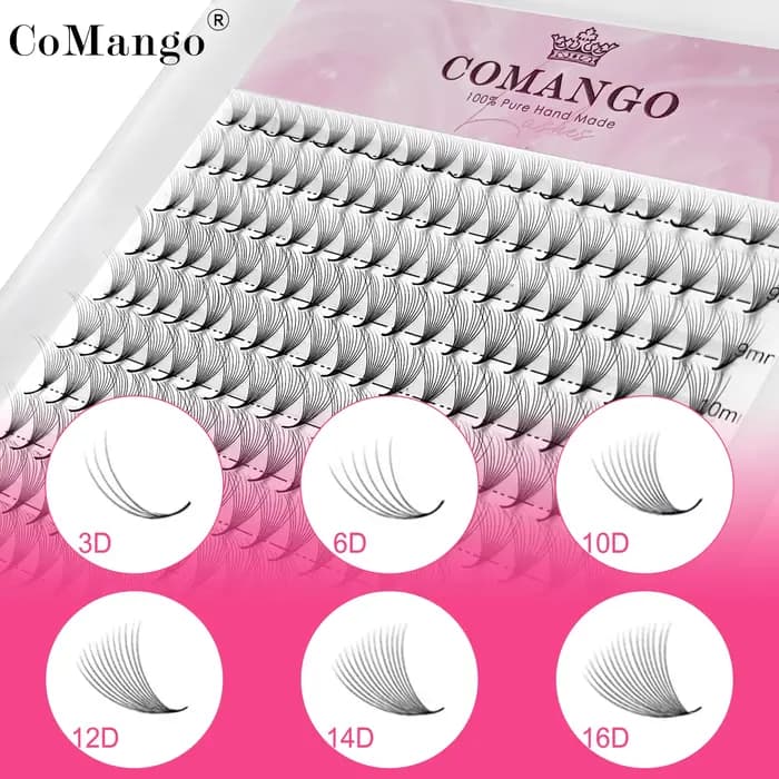 CoMango 300Fans préfabriqués volume fans vison vaporeux base pointue cils extension 3D / 6D / 10D /