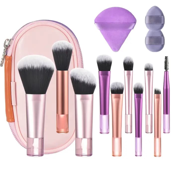 Mini pinceau de maquillage 10 couleurs, outil de maquillage portable de voyage, bouffant de maquillage, pinceau de paume, ensemble d'outils de maquillage professionnel, cadeau de noël
