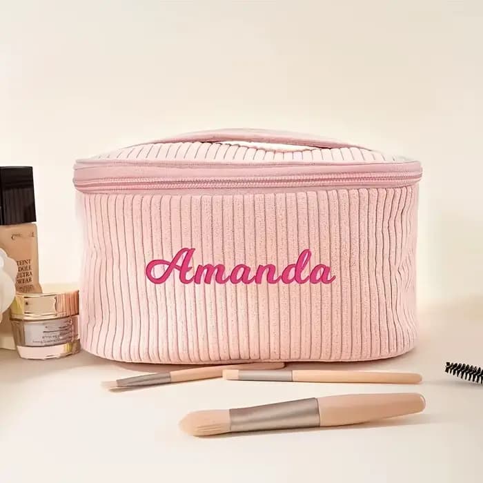 Trousse de maquillage en velours côtelé