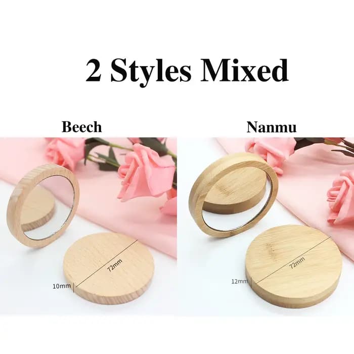 30 pièces de mini-miroirs de maquillage portables en bois, miroirs de poche compacts HD pour le voya