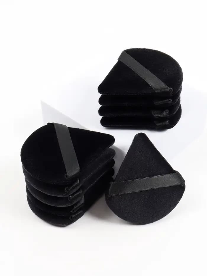 Triangle noir bouffée de poudre éponge de maquillage pour le visage doux velours cosmétiques bouffée