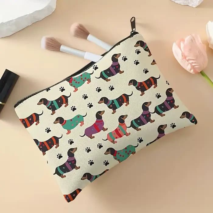 Sac de voyage pour articles de toilette à motif de chiot imprimé