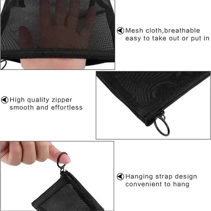 Trousses de toilette en maille noire pour femmes