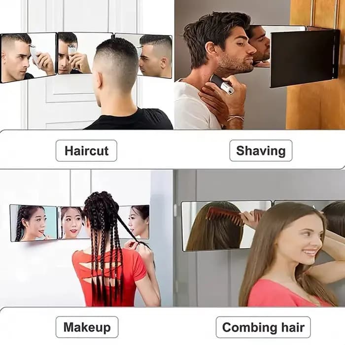 Nouveau miroir 3 voies pour la coupe de cheveux en solo