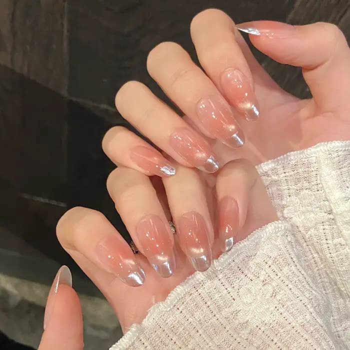 10 pièces Simple fait à la main faux ongles pointe dégradé rose Design faux ongles Art réutilisable