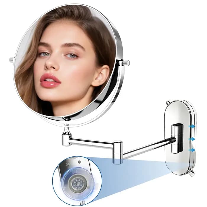 Miroir de maquillage éclairé de 8 pouces, miroir circulaire double face, rétractable et pliable, mir