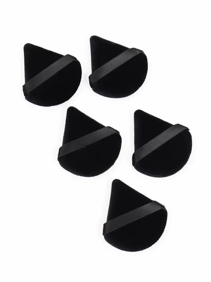 Triangle noir bouffée de poudre éponge de maquillage pour le visage doux velours cosmétiques bouffée
