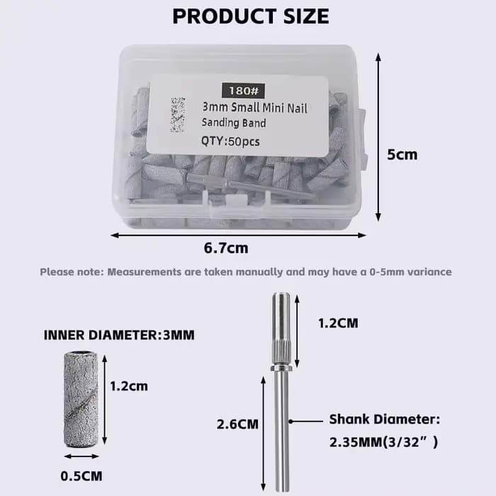 50/100 pièces 3mm petites bandes de ponçage des ongles ensemble pour forage des ongles fraisage manu