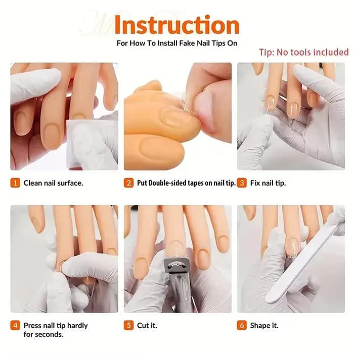 1 ensemble de faux mains pour Nail Art, Flexible, souple, réglable, en plastique, modèle prothétique