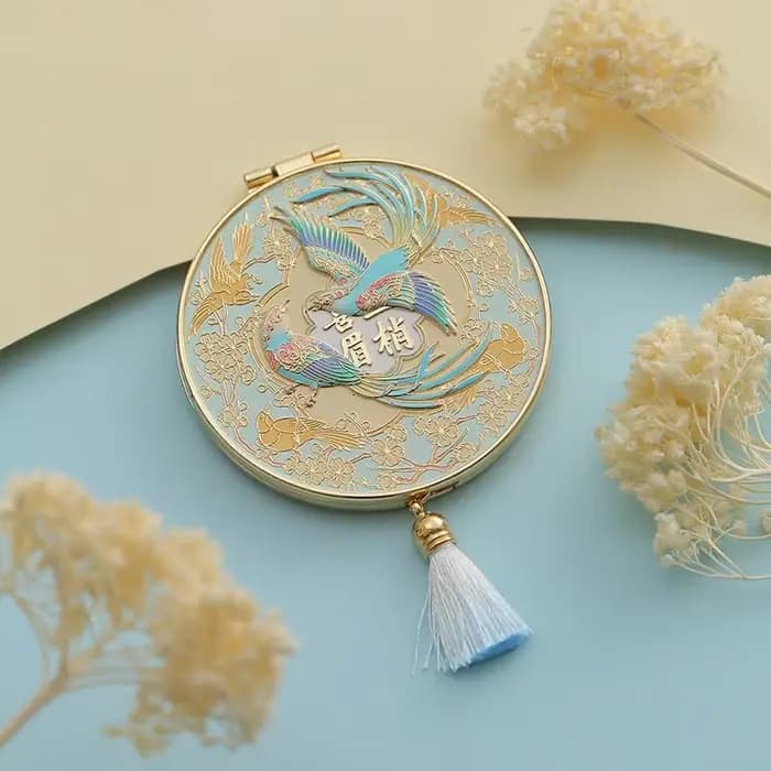 Miroir de maquillage en métal artisanal de Style chinois, avec pompon, miroir cosmétique Portable pl