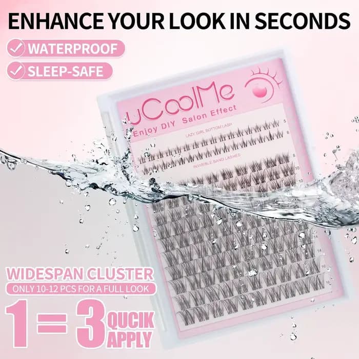 UCoolMe cils Venus 132 pièces Kit de grappes à portée plus large avec dissolvant de liaison et de jo