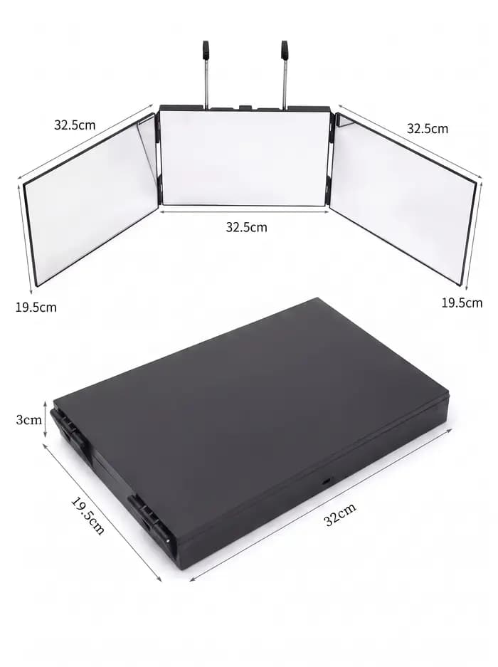 Miroir de coiffure pliable à 3 faces INS, rétractable, à suspendre au mur, pour la vue arrière, outil de coiffure DIY pour salon et usage domestique