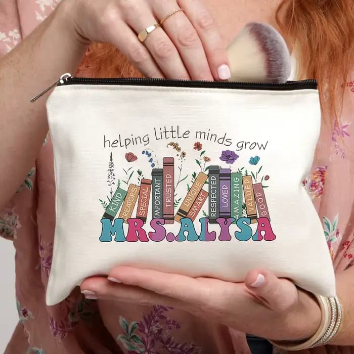 Trousse de maquillage personnalisée avec nom de l'enseignant