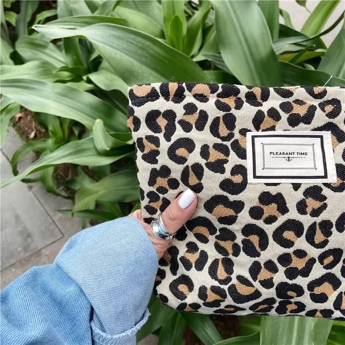 Grand sac à cosmétiques léopard pour femmes