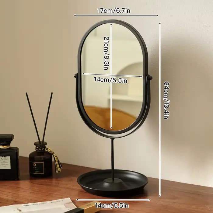 Miroir de vanité ovale rotatif à 360 degrés