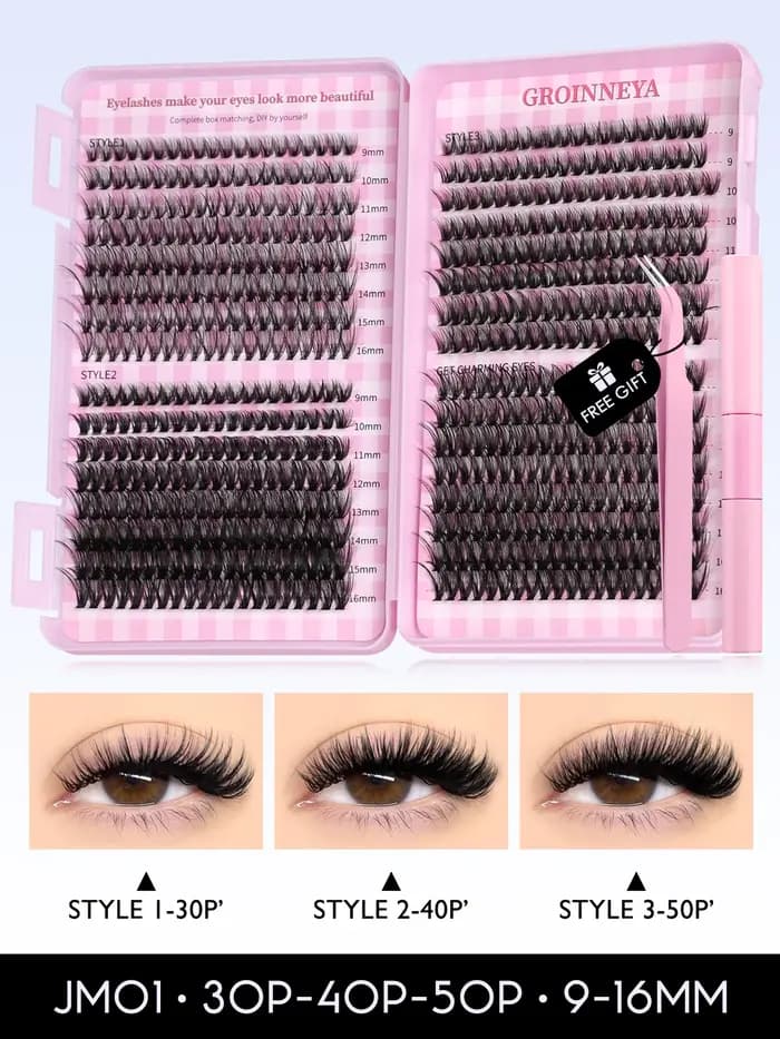 GROINNEYA Lash Clusters Kit cils de chat 640 Pcs