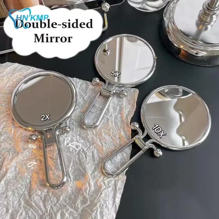 Miroir pliable portable double face grossissement 2x/5x/10x 360 ° Outil de maquillage sur pied de table