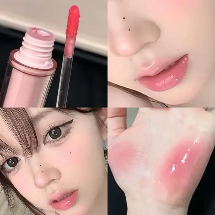 Rose miroir cristal brillant à lèvres maquillage eau verre lèvres glaçure repulpante imperméable gelée teinte à lèvres rouge à lèvres hydratant beauté lèvres