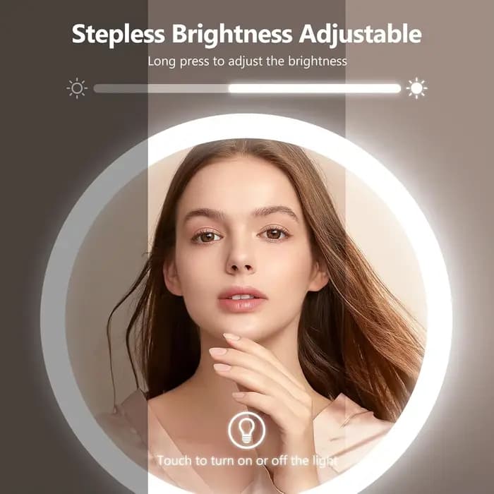 Miroir de maquillage de 8 pouces avec lampe lumineuse grossissement 10X 3 lumières de couleur