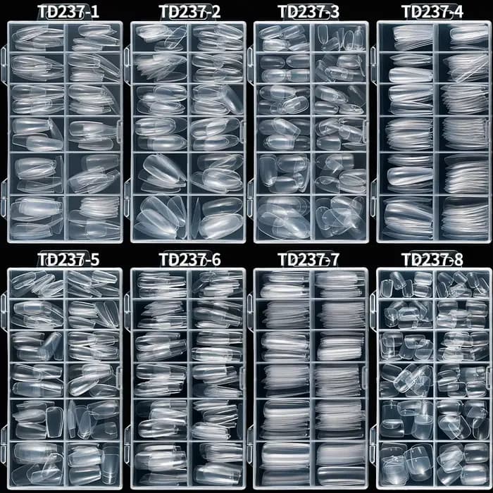 Ongles à pression en Gel souple et transparent, 8 styles, courts et longs, carrés/ovale/café, 12 tai