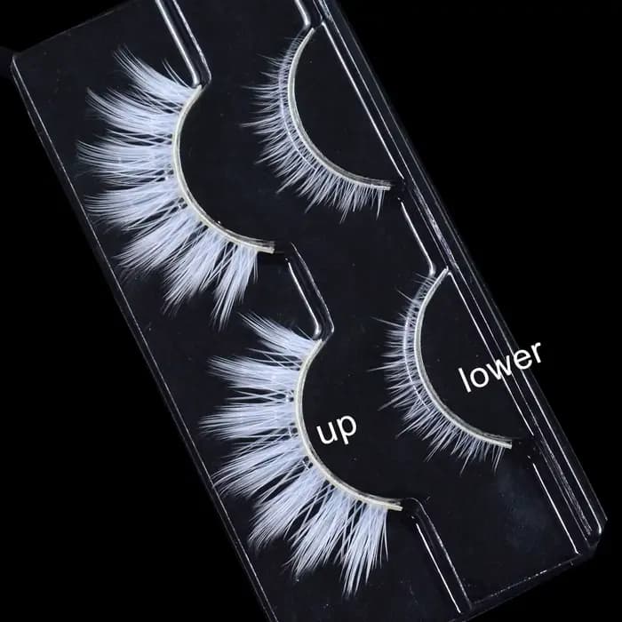 2 paires/cas 3D cils blancs bande claire couleur neige cils Cosplay Halloween Manga cils maquillage