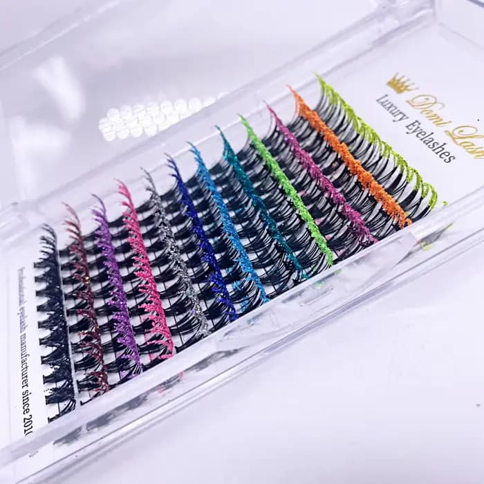 Extension de faux cils individuels à paillettes colorées