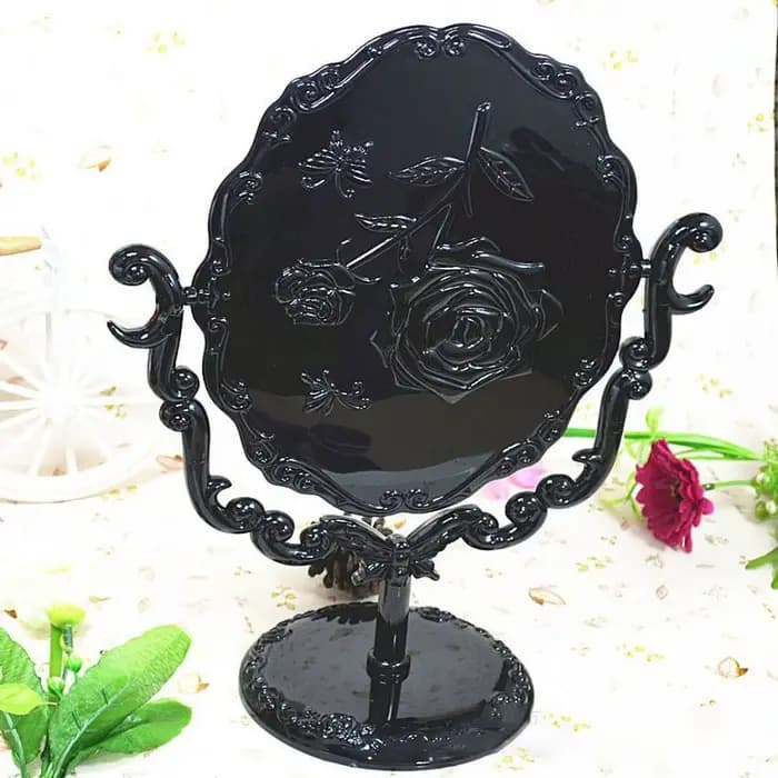 Miroir de maquillage rotatif haute définition avec support en forme de rose