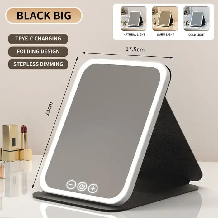 Miroir de maquillage LED portable et pliable avec écran tactile