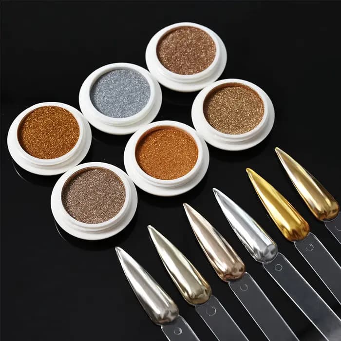 6 couleurs/ensemble miroir métallique Chrome poudre à ongles holographique caméléon paillettes manucure poussière or