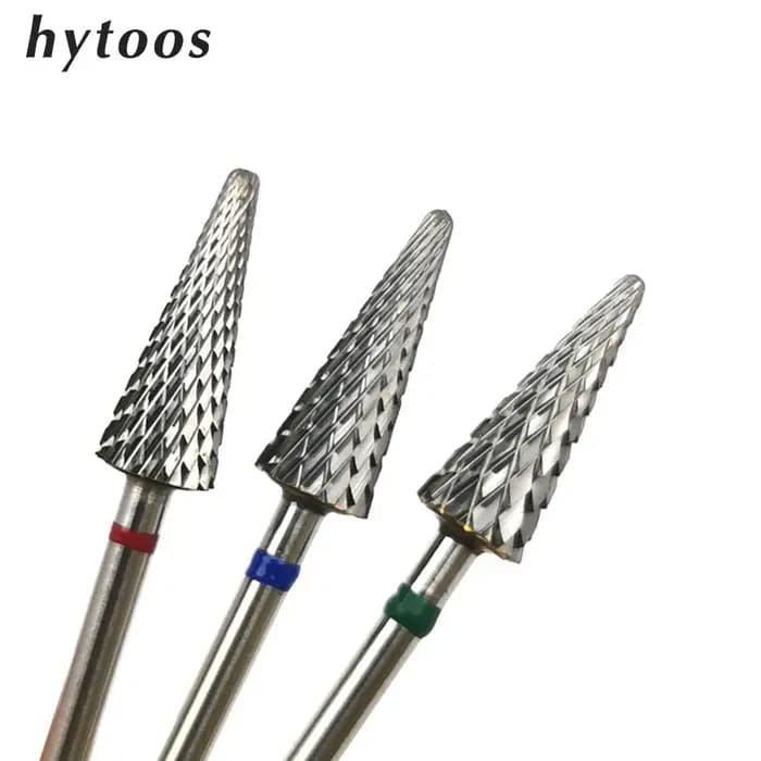 HYTOOS-Foret à Ongles en Forme de Cône, Fraise en Carbure pour Manucure, Fraise à Distance, Accessoi