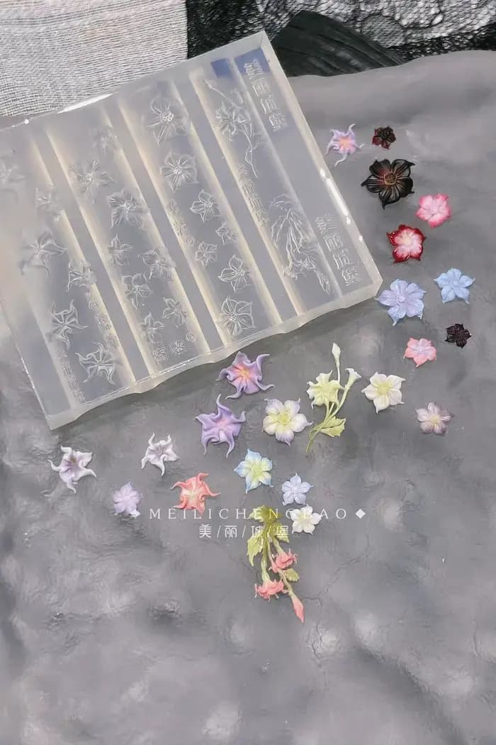 1pc Rose tulipe Lotus 3D acrylique moule muguet Nail Art décorations ongles bricolage conception Silicone
