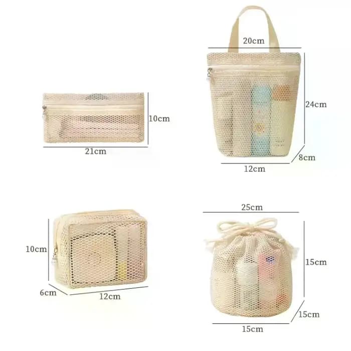 Trousse de toilette de voyage - Sac de rangement respirant en tissu maillé de grande capacité pour articles divers