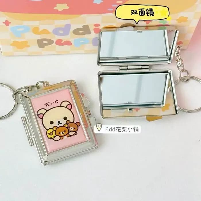 Porte-clés miroir de maquillage double face