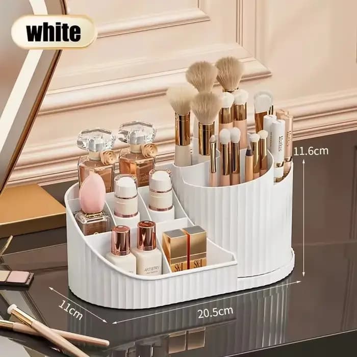 360 ° Organisateur de maquillage rotatif avec porte-brosse