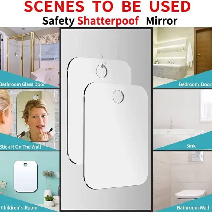 Miroir de douche en plexiglas incassable sans buée