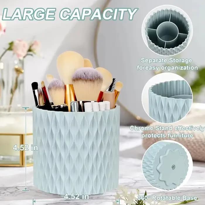 Seau pour pinceaux de maquillage, Rotation à 360 degrés, grande capacité, rouge à lèvres, crayon à s