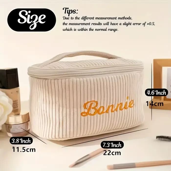 Trousse de maquillage en velours côtelé
