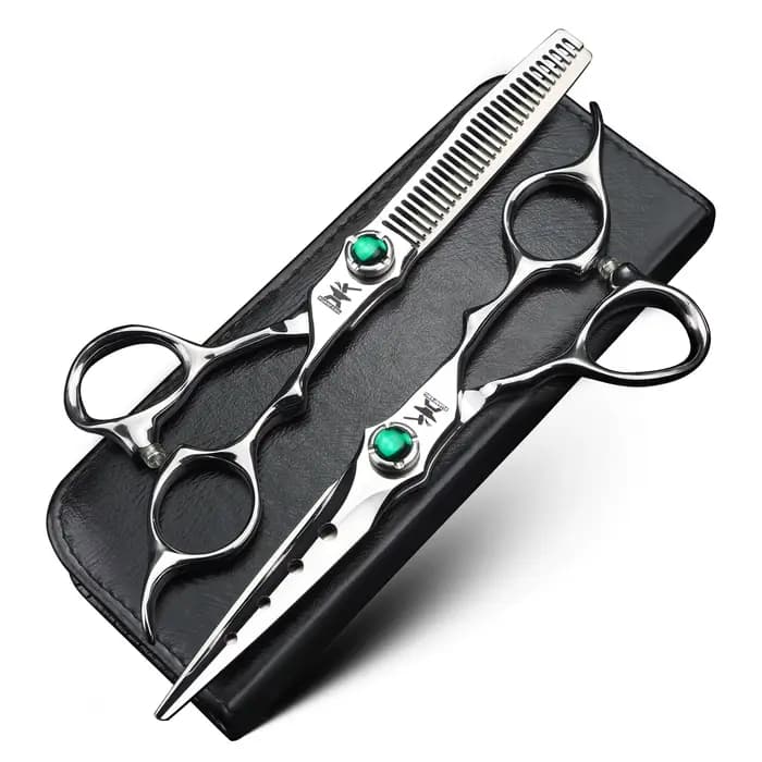 XUANFENG VG10 acier émeraude vis argent ciseaux à cheveux ciseaux de coupe de barbier et ciseaux ami