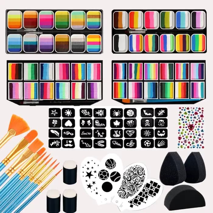 Kit de Maquillage Professionnel pour le Corps et le Visage 12x10g – Peinture Corporelle Arc-en-ciel