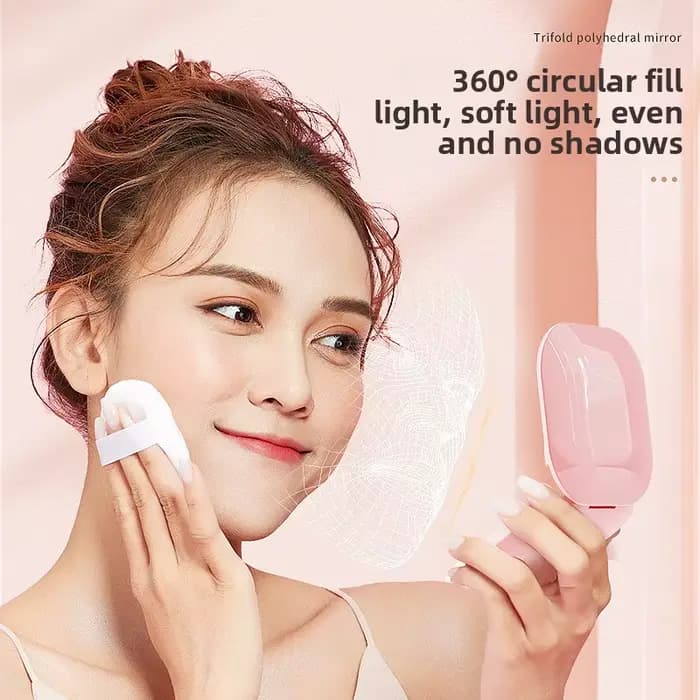 Miroir de maquillage LED pliable portable avec lumière