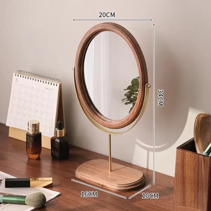 Accueil Chambre à coucher Miroir de vanité de bureau, chambre de dortoir Miroir de maquillage oval d